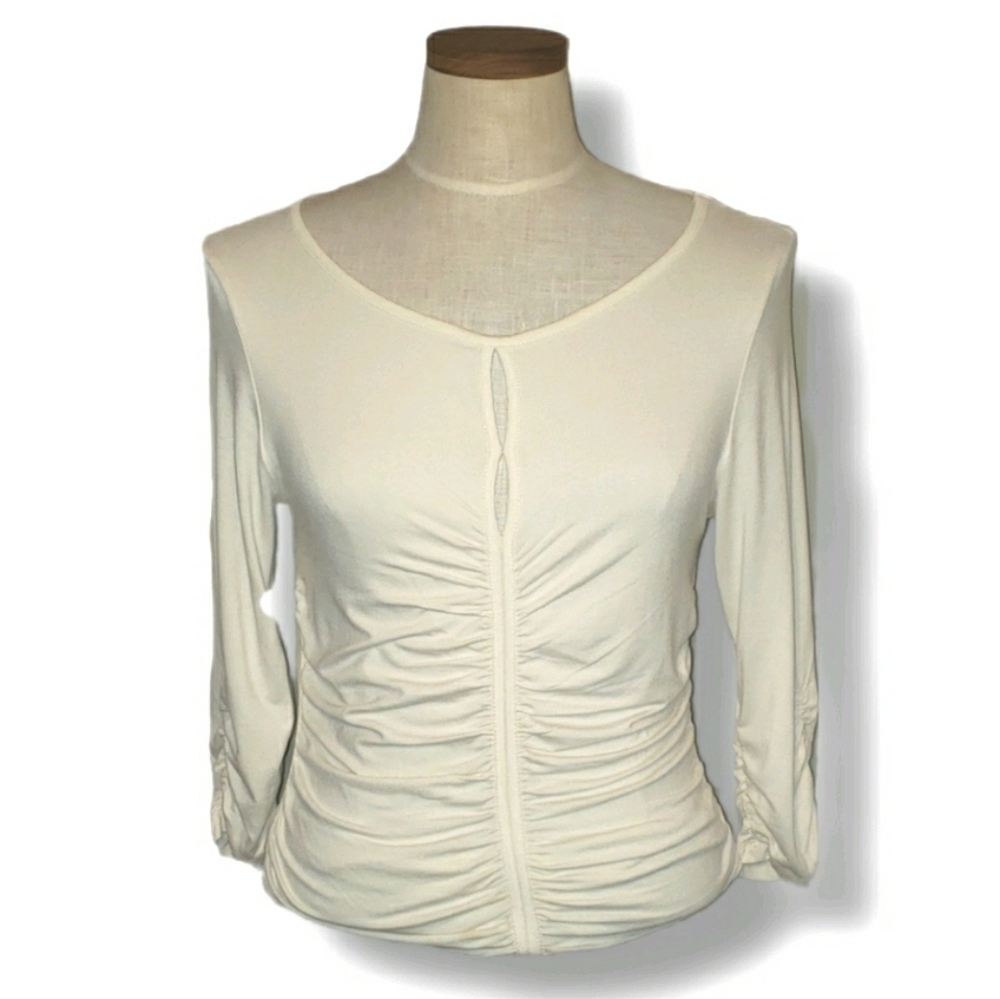 New York & Company Double Keyhole Ruched Shirt M